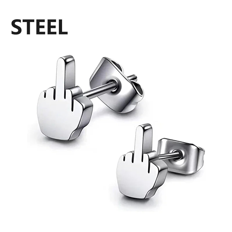 Punk Stainless Steel Cross Stud Earrings Jewelry lifestyle view
