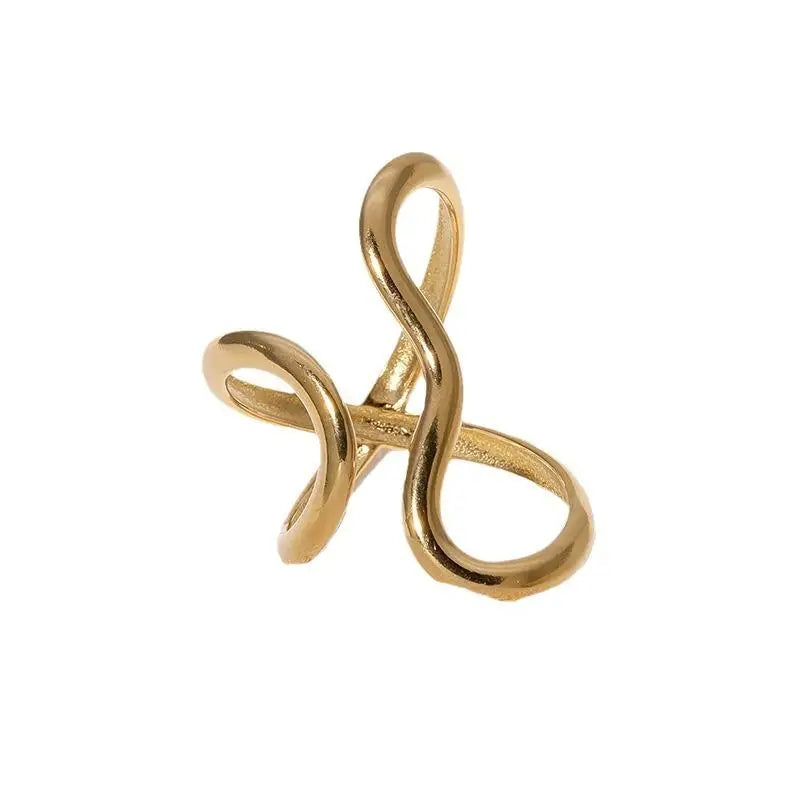 Fashion Stainless Steel Waterproof Open Ring Personality Charms PVD Real Gold 18K P additional angle
