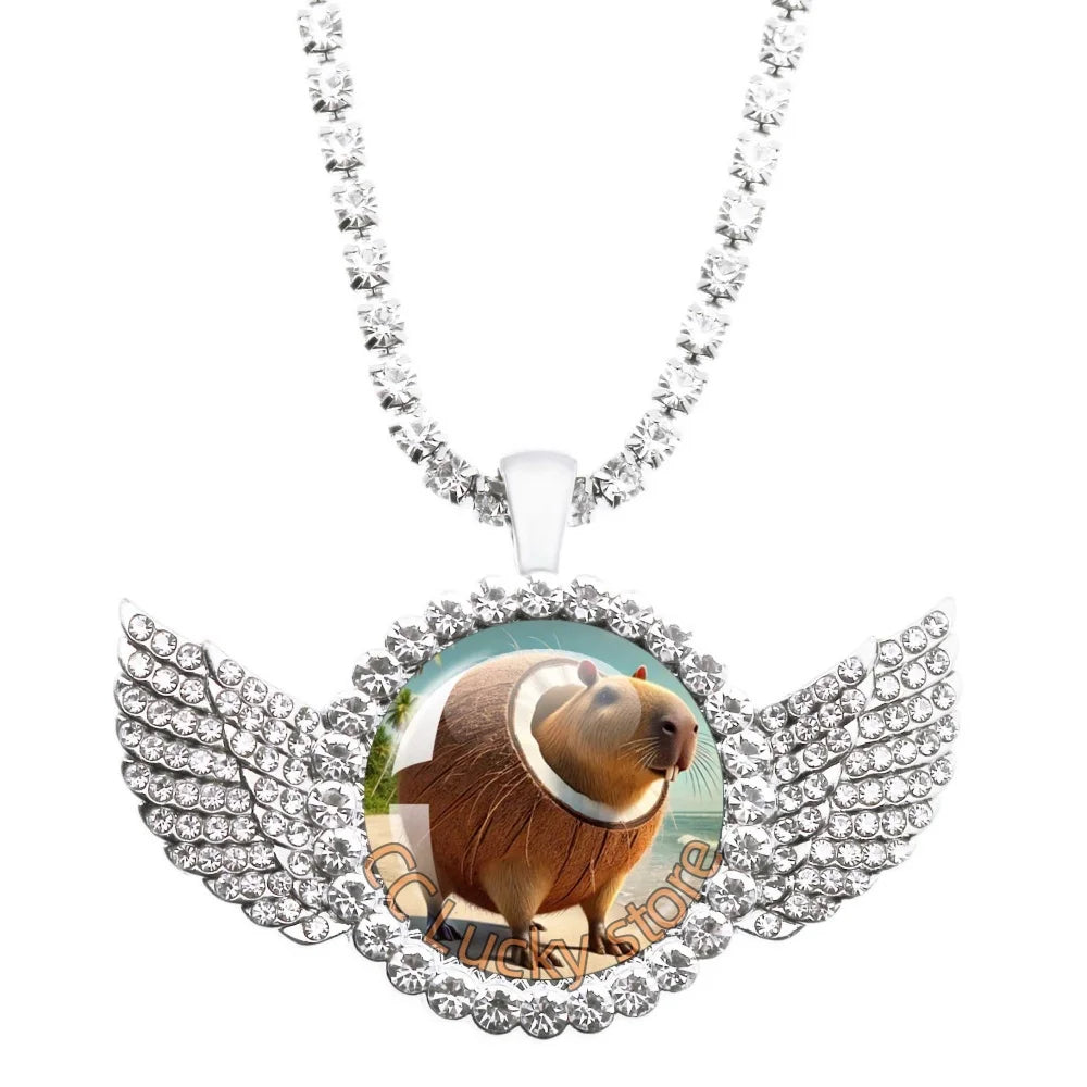 25mm Angel Wing Necklace | Italian Brainrot Pendant Funny Animal Jewelry Gift additional angle