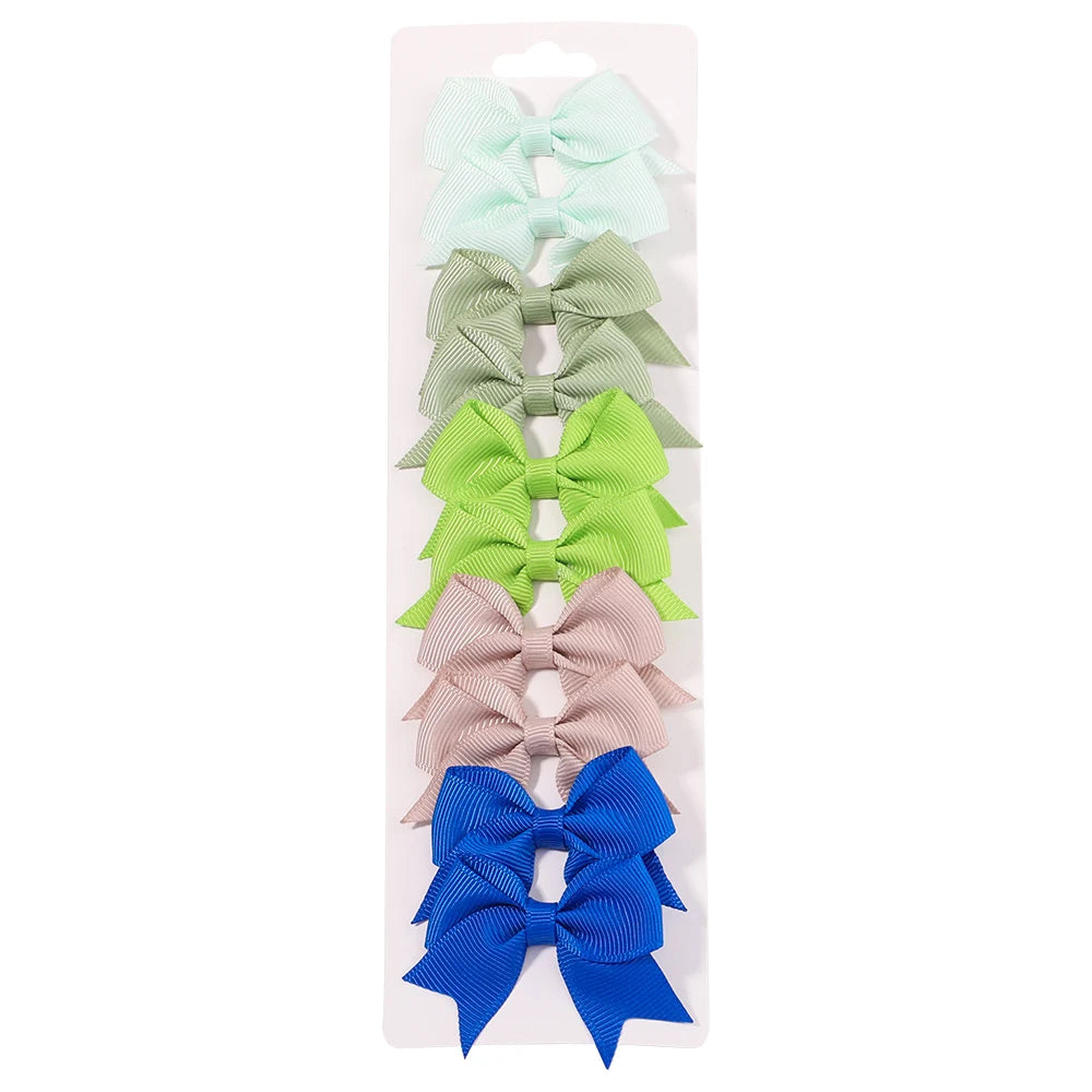 10Pcs/Set New Cute Solid Ribbon Bowknot Hair Clips for Baby Girls Handmade Bows Hairp lifestyle view