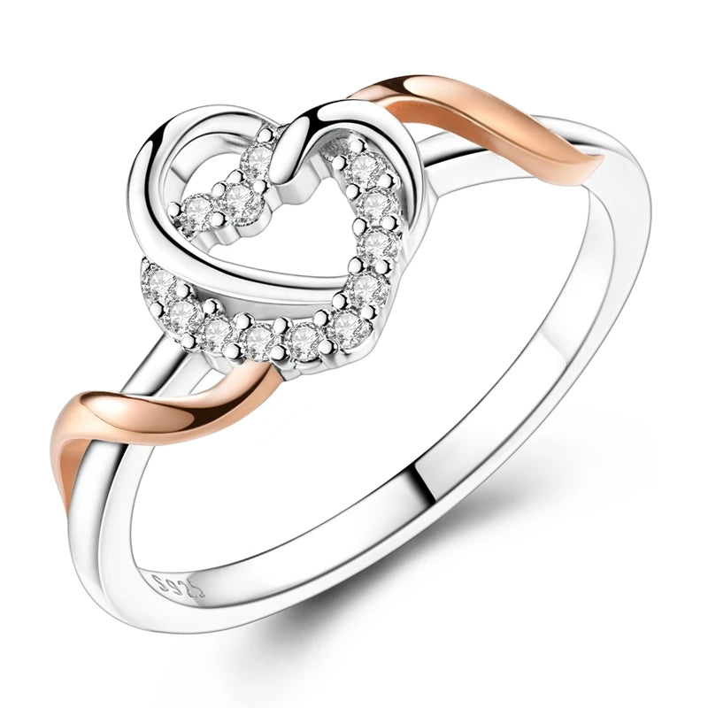 925 Sterling Silver Original Eternal Infinity Love For Mom Rose Gold Plated Heart Ring close-up view