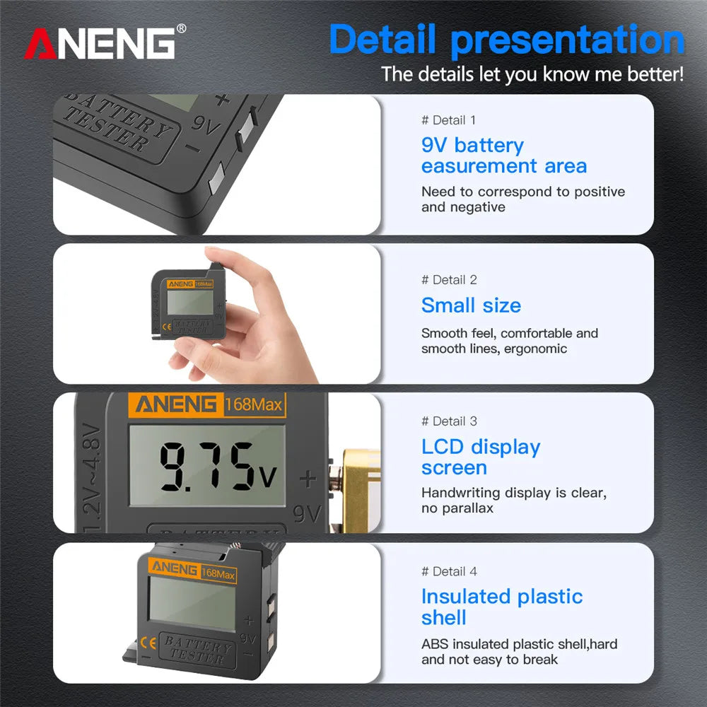 ANENG 168Max Digital Battery Tester | Universal Battery Checker for AA AAA C D 9V and lifestyle view