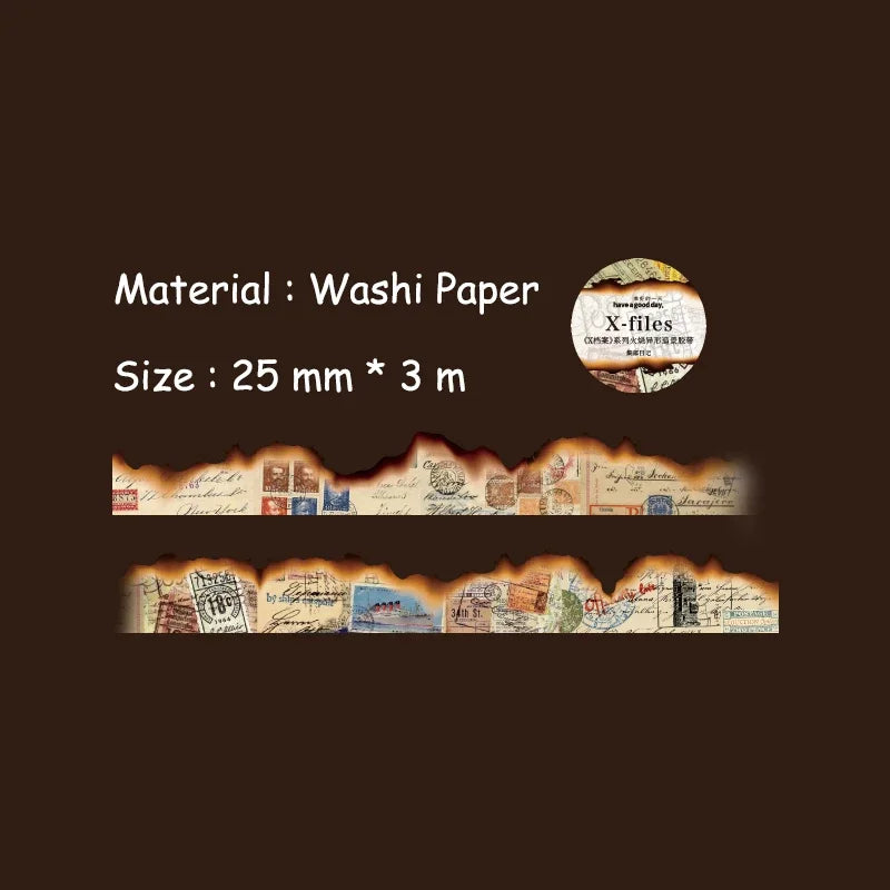 Vintage Washi Tape Set | Junk Journal Masking Tape for Scrapbooking and DIY Decor close-up view