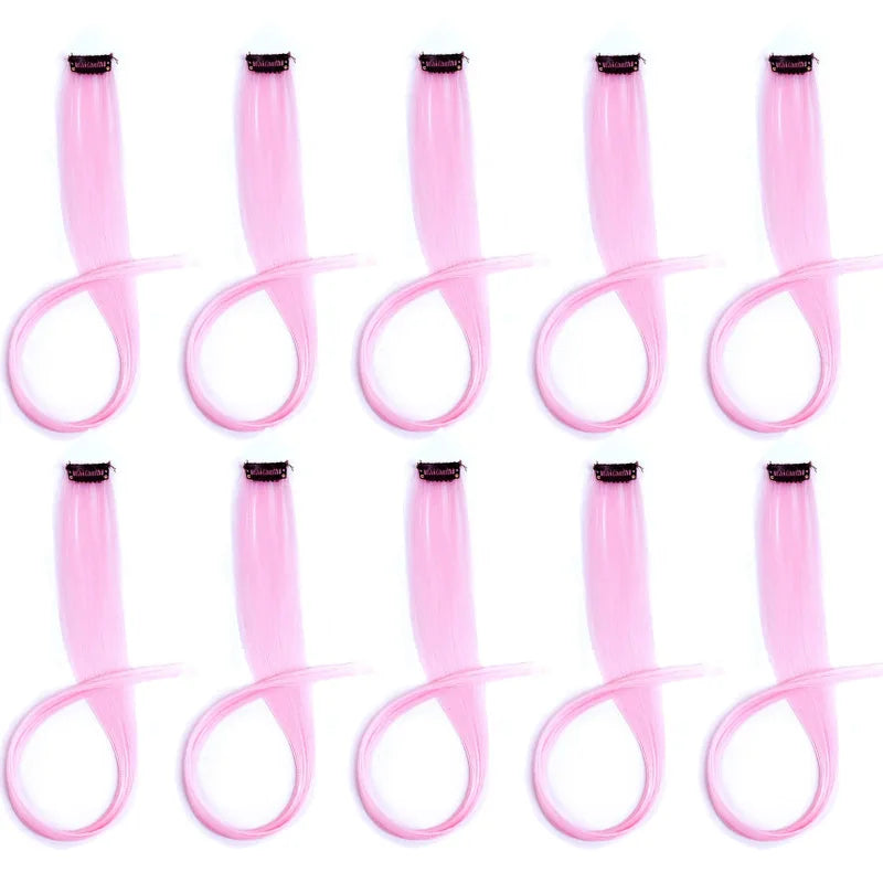 10pcs 22Inch Synthetic Long Straight Hair Extensions Clip in Colored Party Highlights alternate view