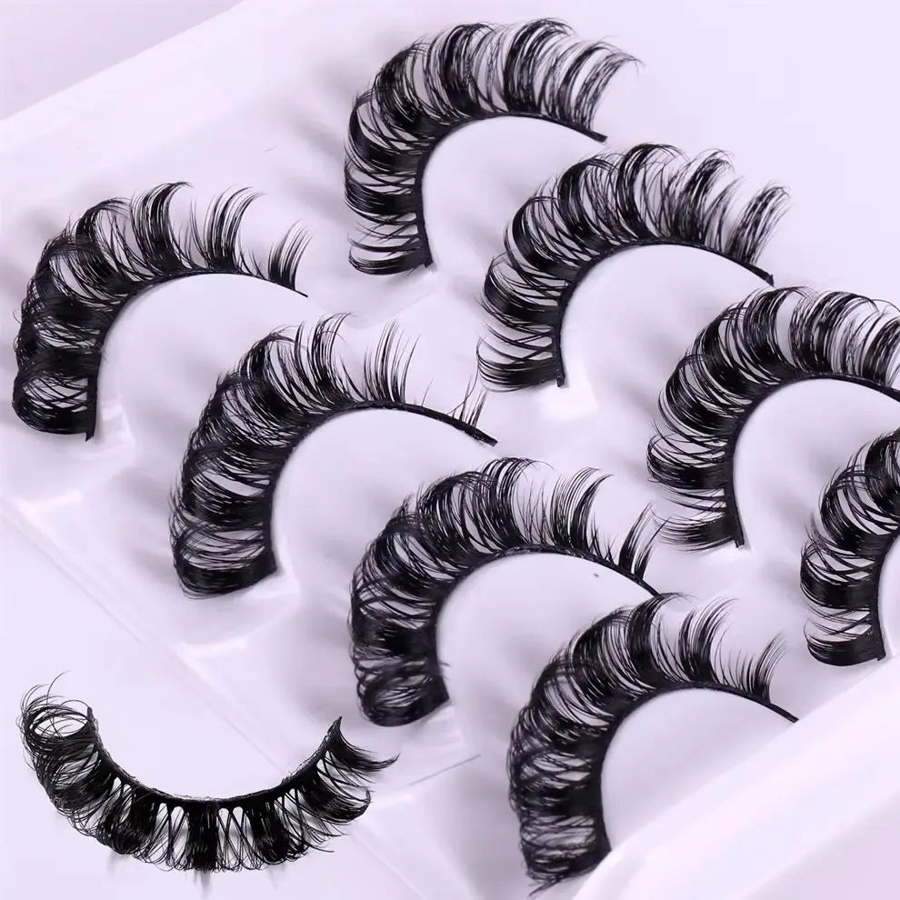 4 Pairs 3D Mink DD Curl Russian Lashes Reusable Fluffy Strip Eyelashes for Eyelashes Extensions