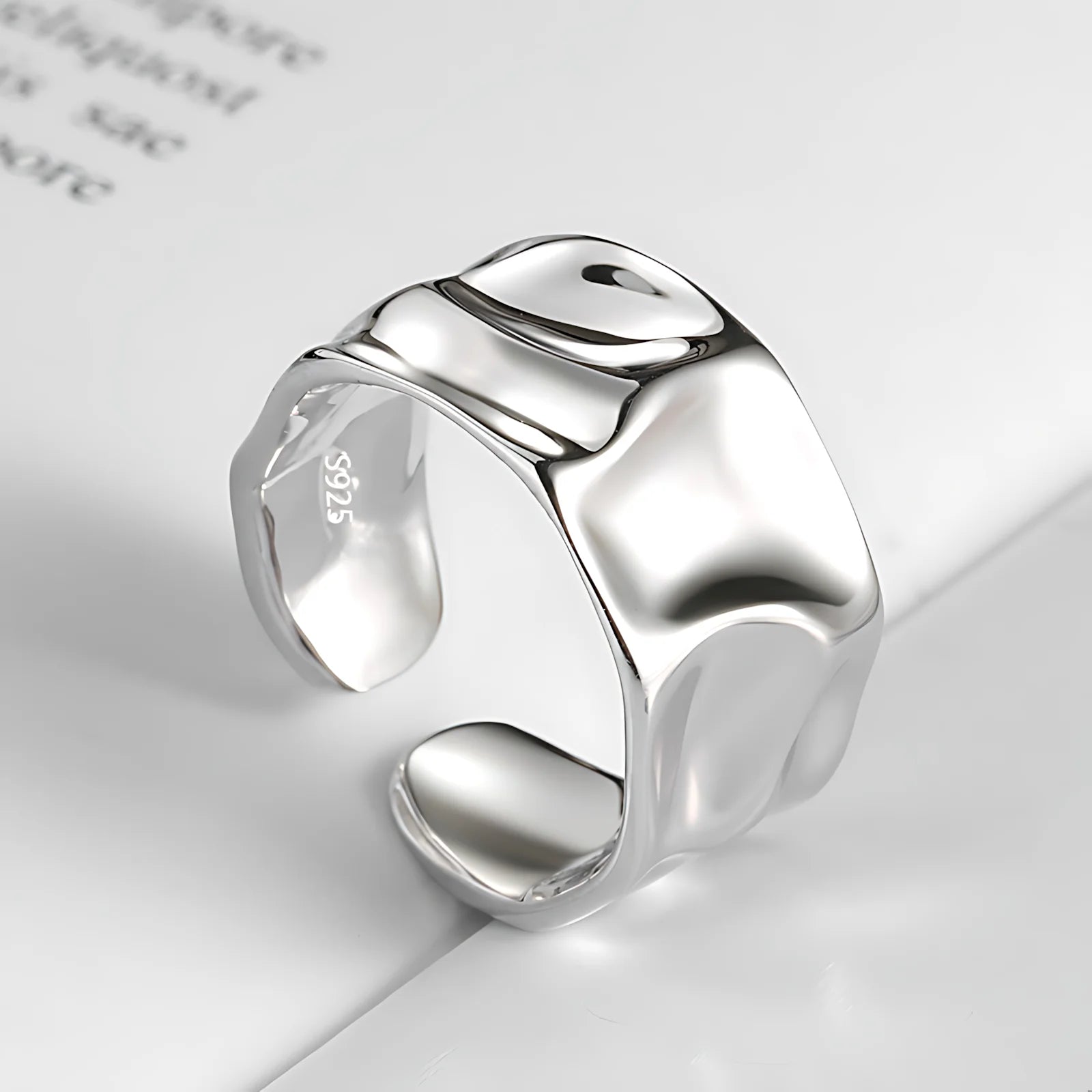 VENTFILLE 925 Sterling Silber Geometrischer Mehrschichtiger Ring mit runden Perlen | Modischer Punk-Temperament-Schmuck