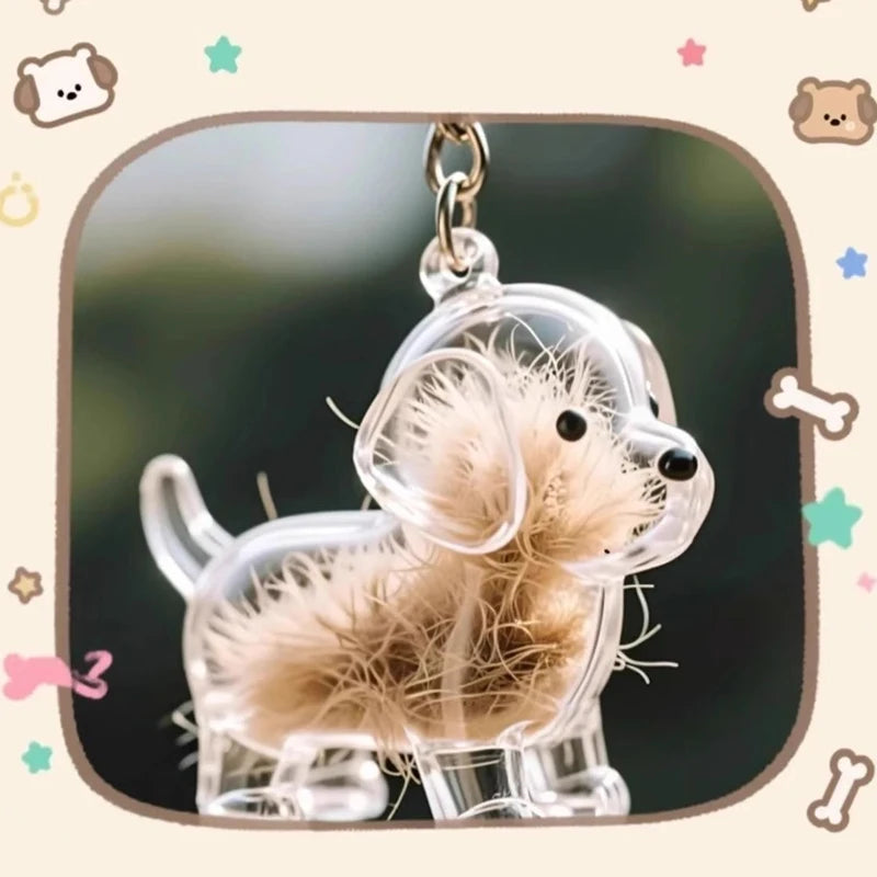 Hot Clear Puppy Hair Memorial Keepsake Capsule Pet's Dog Fur Container DIY Pendant Key close-up view
