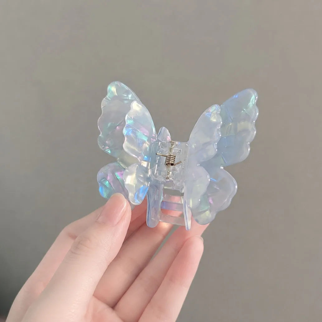 JIVELA Acetate Butterfly Hair Claw Clip Iridescent Mini Jaw Clip for Women Girls Korean detail view