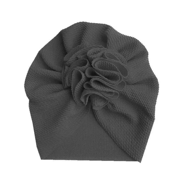 Baby Girl Turban Hat | Lovely Flower Soft Cap for Newborn Photography close-up view