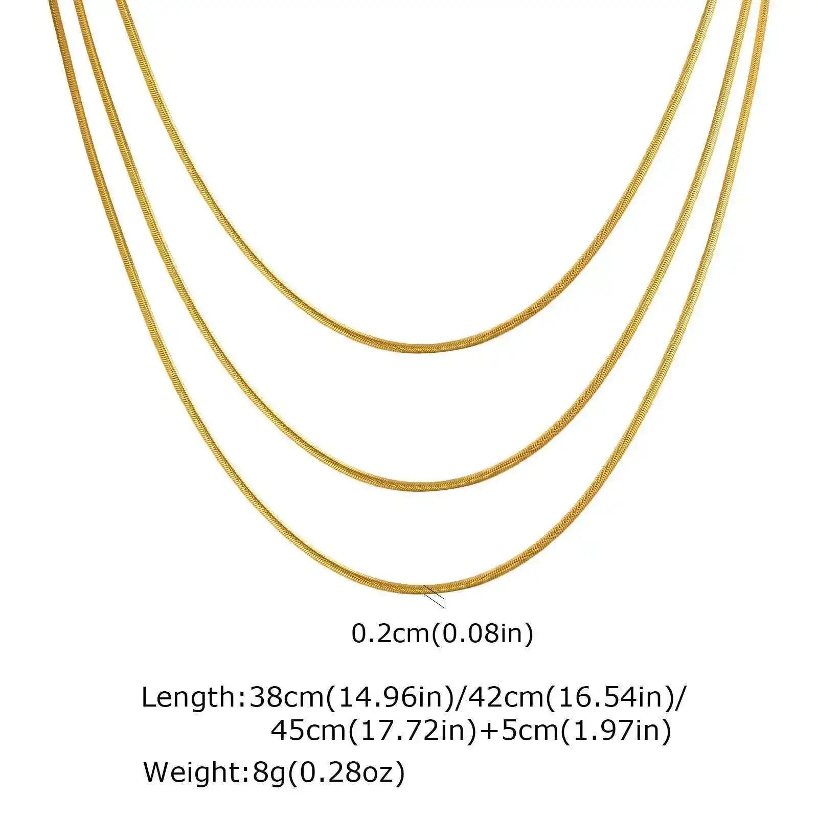Waterproof Layering Necklaces for Women,stainless Steel Triple Stacked Snake Clavic additional angle