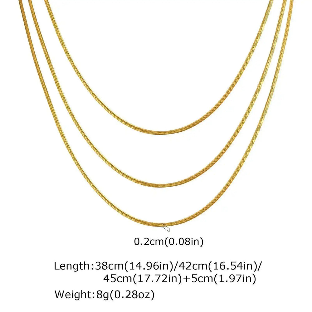 Waterproof Layering Necklaces for Women,stainless Steel Triple Stacked Snake Clavic additional angle
