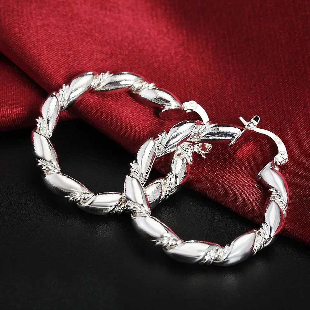 Top Quality 925 Sterling Silver Earrings Simple Round Circle Hoop Earrings For Woman Fas detail view