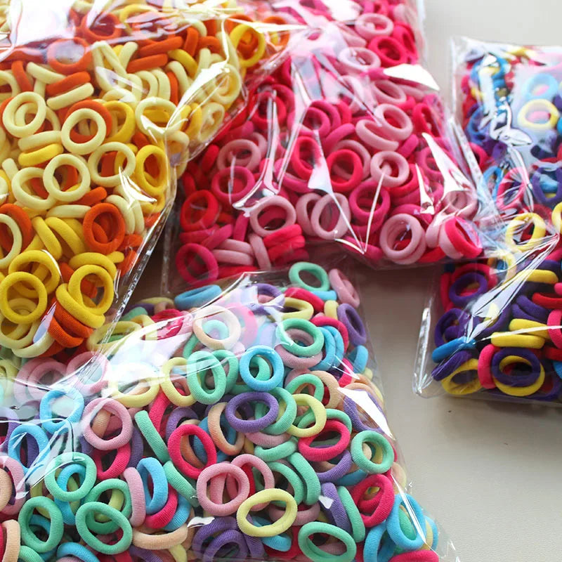 100/300/500Pcs Hair Bands for Children Colorful Nylon Scrunchie Hair Ties Rubber Band alternate view