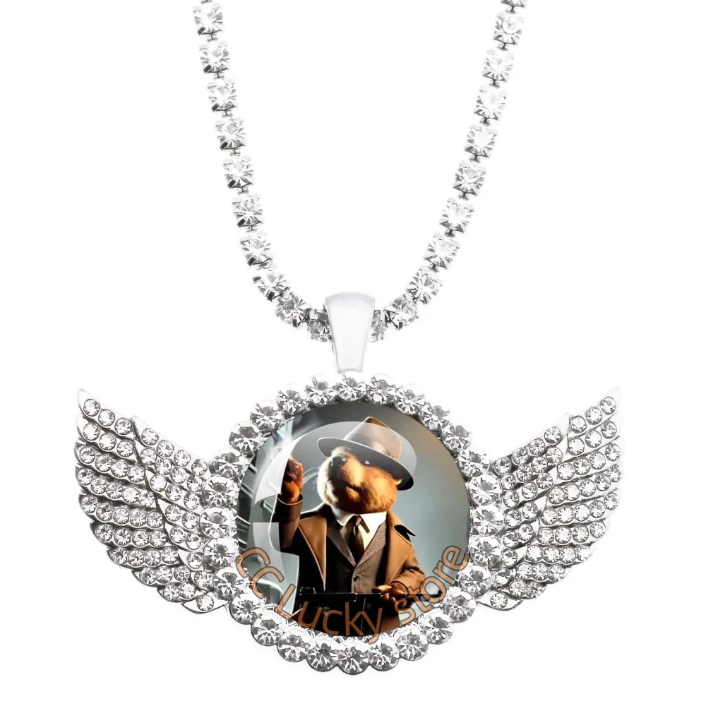 25mm Angel Wing Necklace | Italian Brainrot Pendant Funny Animal Jewelry Gift detail view