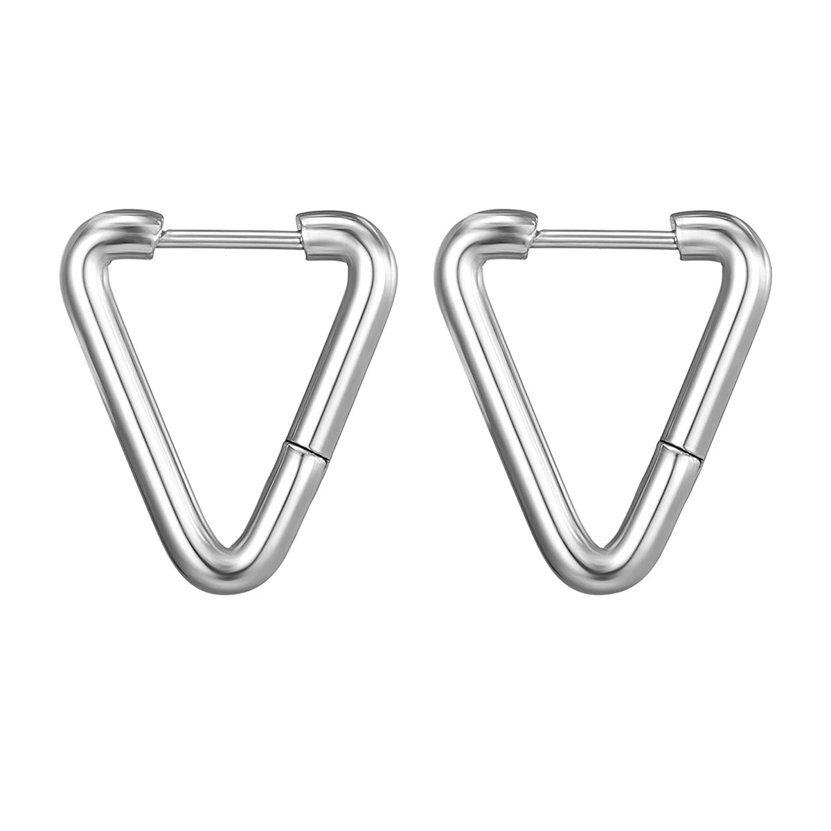 2pcs/1Pairs Stainless Steel Women Men Ear Stud Triangle Heart Star Circle Hoop Earring close-up view