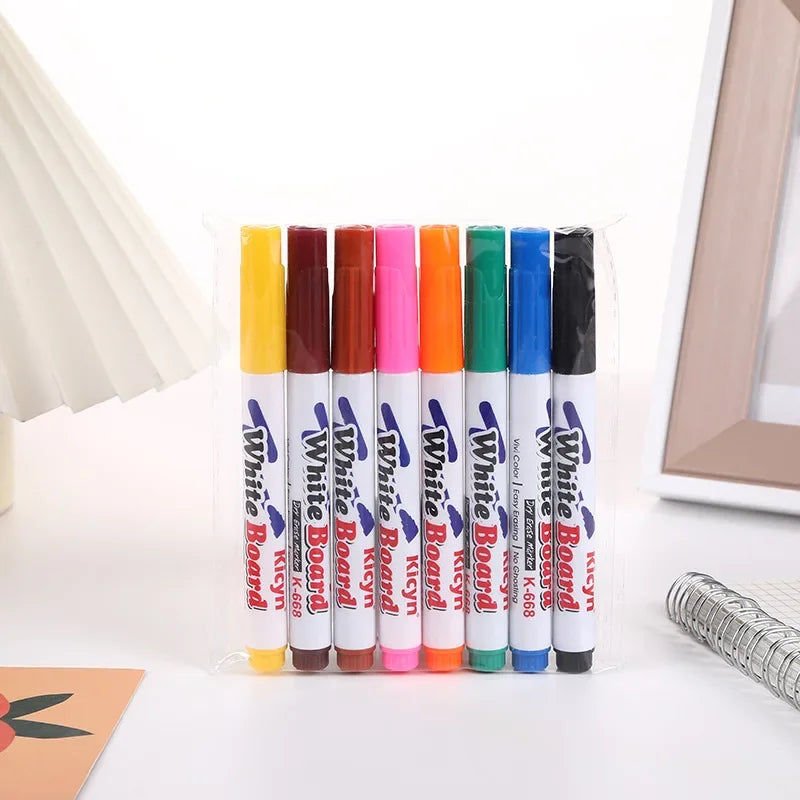 8/12 Colors Magical Water Floating Student Painting Brush Whiteboard Markers Pen Su additional angle