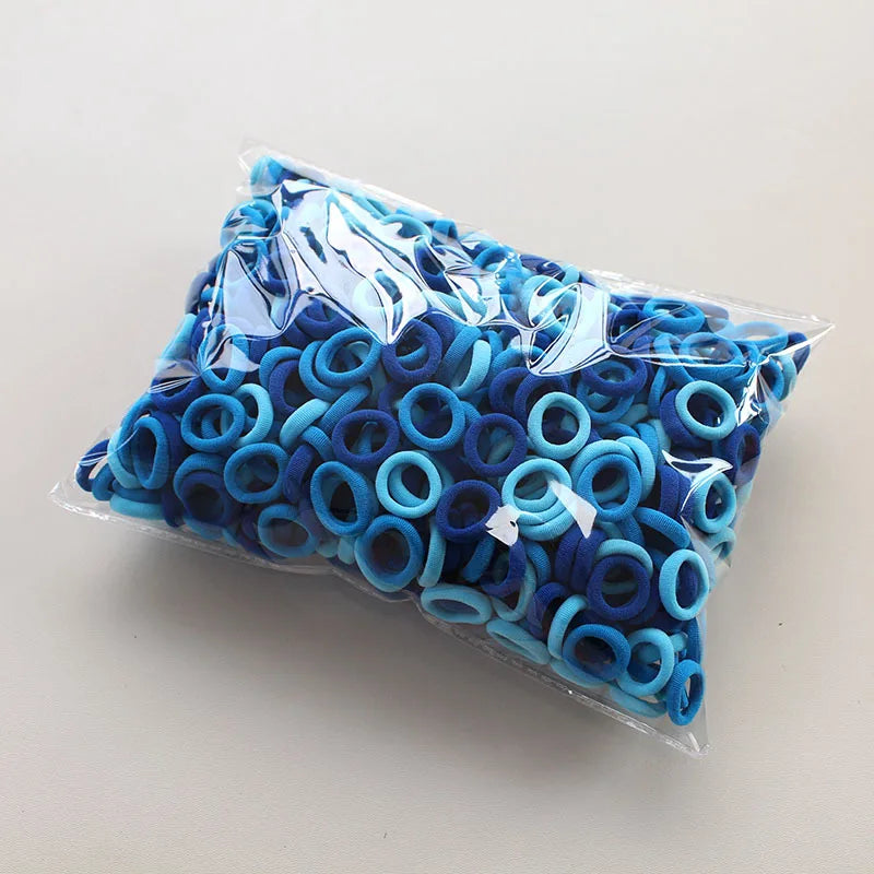 100/300/500Pcs Hair Bands for Children Colorful Nylon Scrunchie Hair Ties Rubber Band lifestyle view