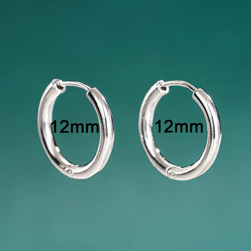 Huitan Glossy Minimalist Hoop Earrings Chic 6mm/7mm/8mm/9mm/10mm/12mm Ear Piercing Ac lifestyle view