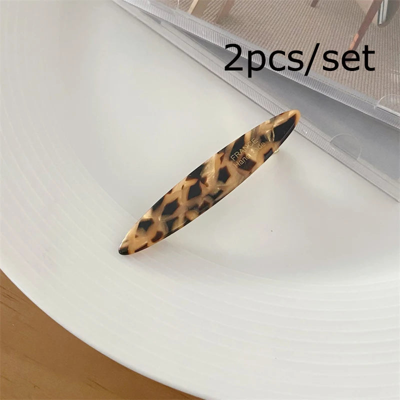 2pcs/set Acetate Hair Clips Hollowed Oval Geometric Barrettes Side Pins Hairpin Women Hair Accessories