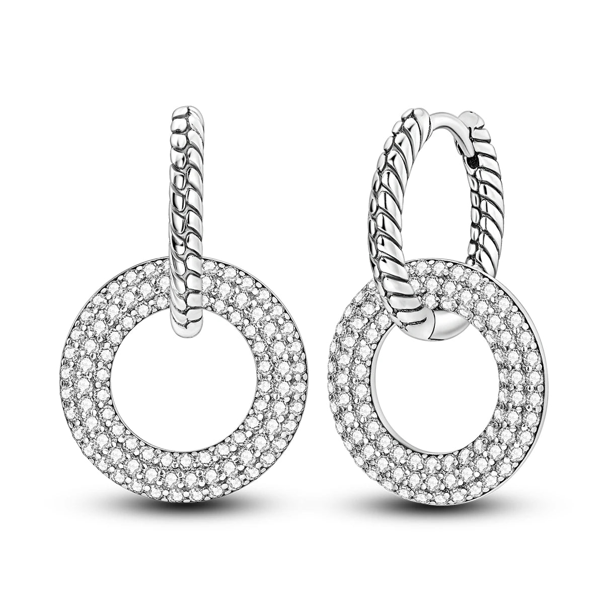 925 Sterling Silver Hoop Earrings with Zircon | Classic U-Shaped Women Jewelry