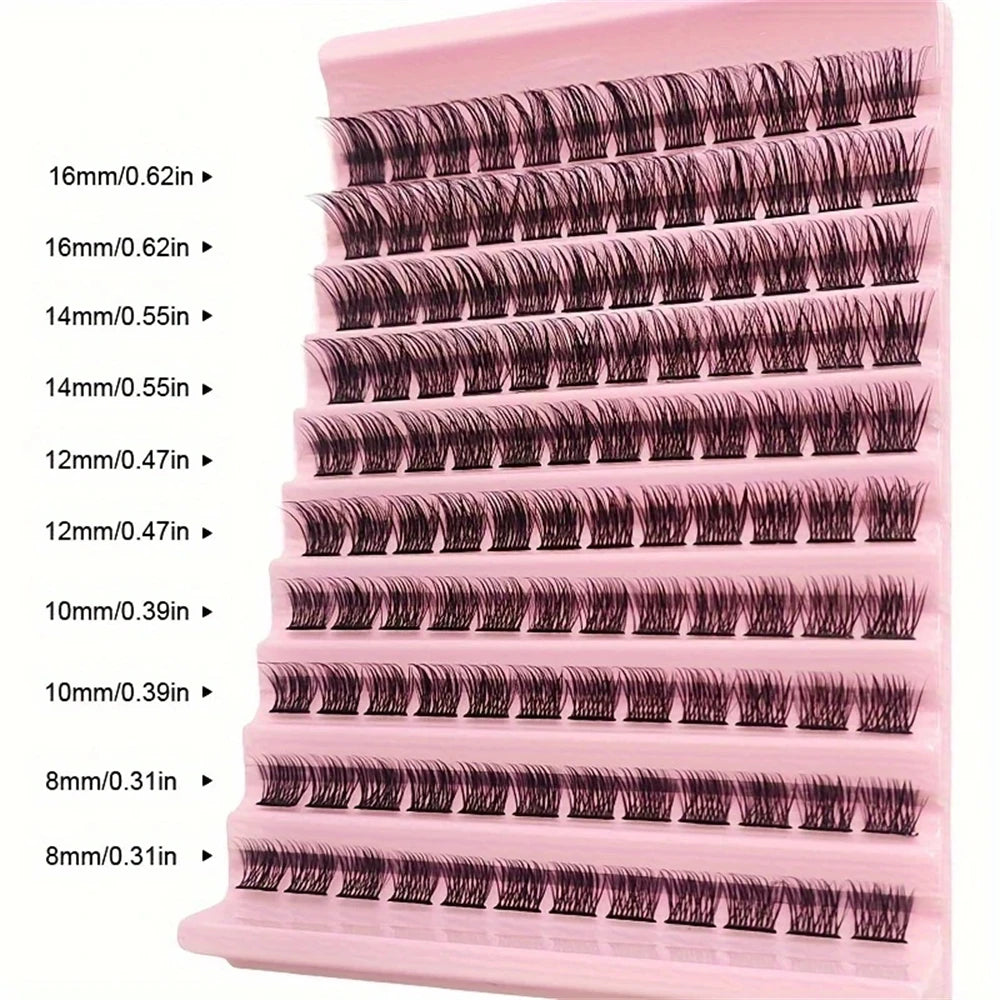 120 Pieces of Natural Appearance D Curling Mascara Clusters (8-16 mm), Mascara Extension Kit