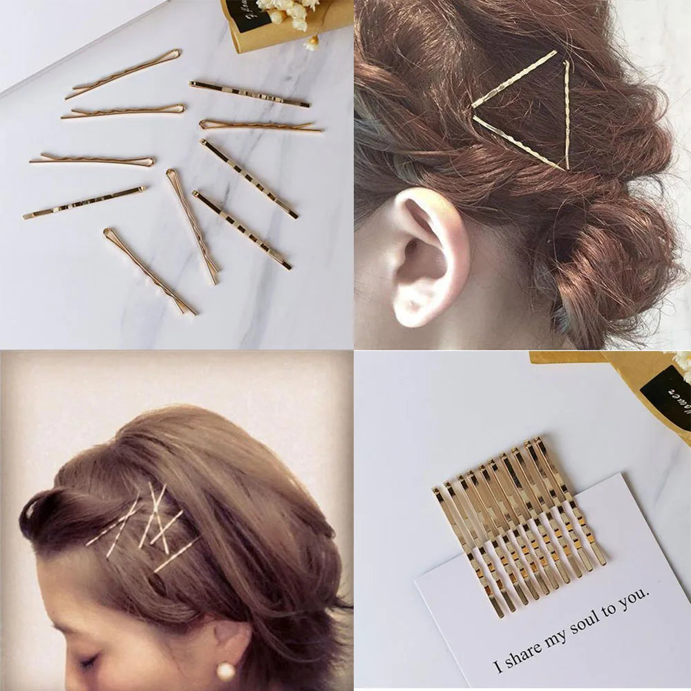 10pcs Hair Clips Gold Metal Hairpins Waved Curly Barrettes Bobby Pins For Women Girls Styling Access