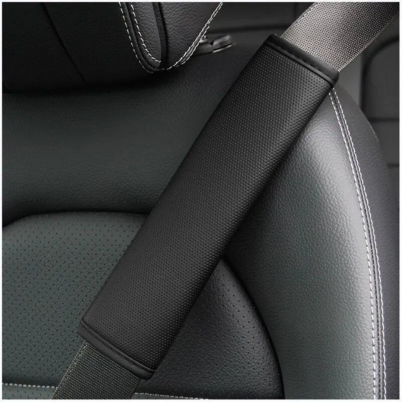 1PCS PU Leather Embossed Car Seat Belt Shoulder Cover Decompression Comfort Car Accessor detail view