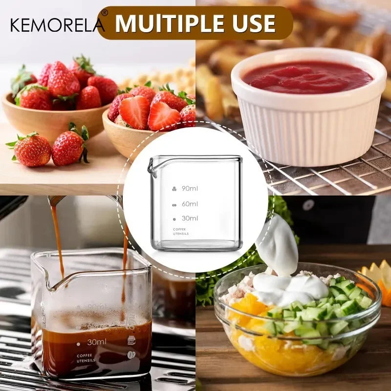 Square Measuring Pitcher Single Spout 90/120ML Clear High Borosilicate Glass Milk Cup lifestyle view