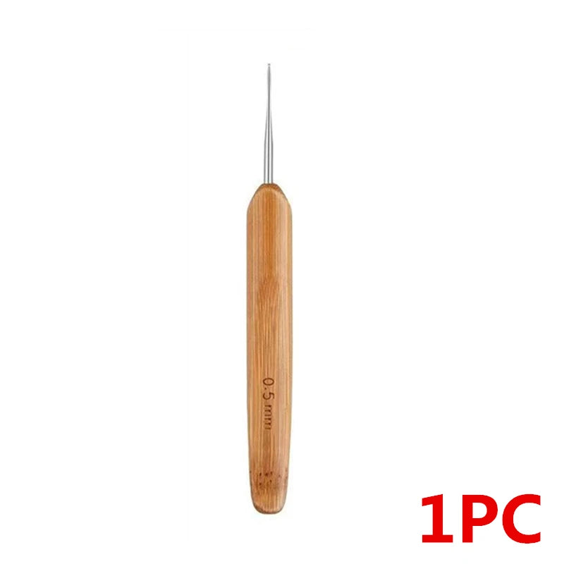 1Pc 0.5mm/0.75mm Dreadlock Crochet Hook Wood Crochet Needles Hair Dreadlocks Tool for Br detail view