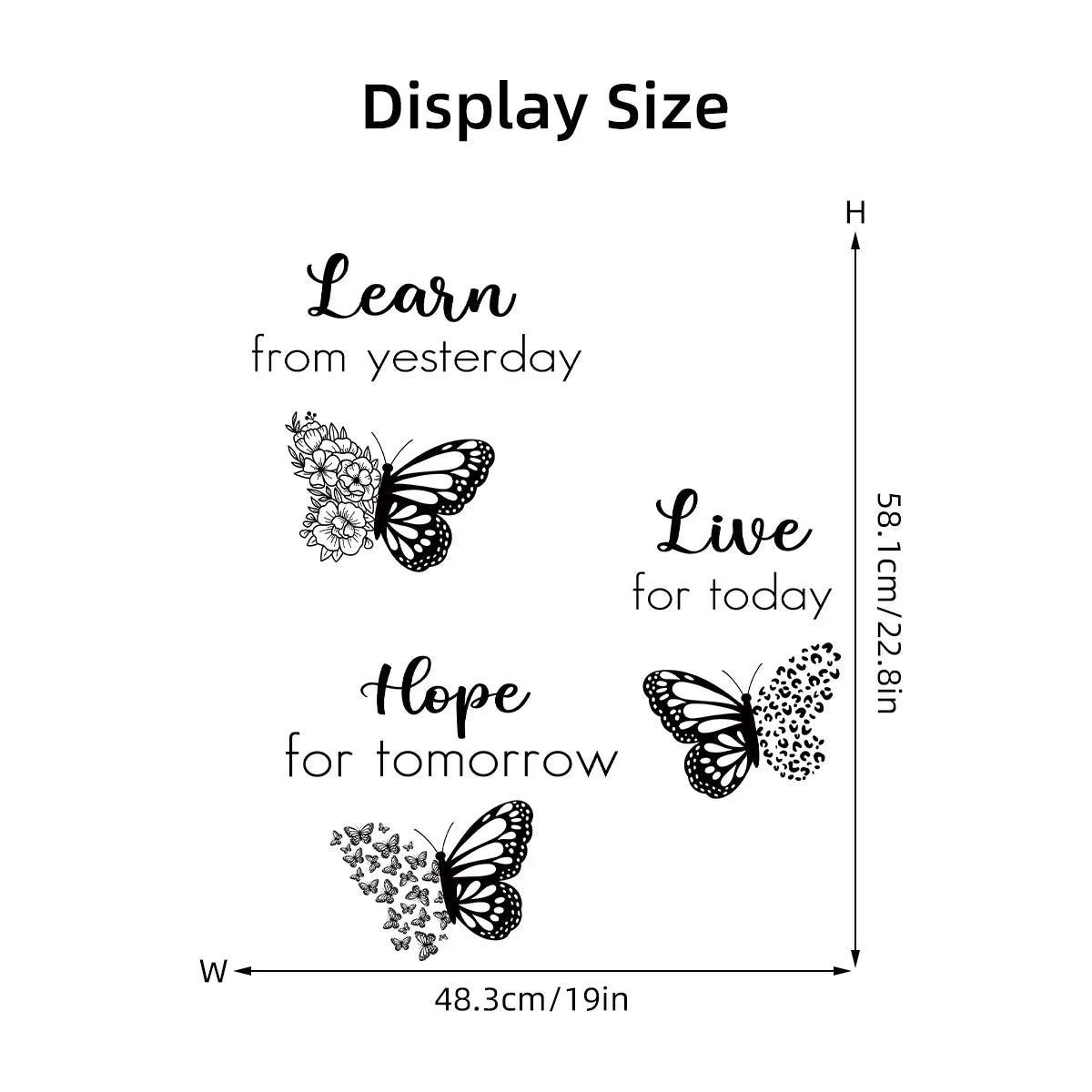 Wall Stickers for Living Room Bedroom | Creative Black Heart Book World Ladder Tree Wa close-up view
