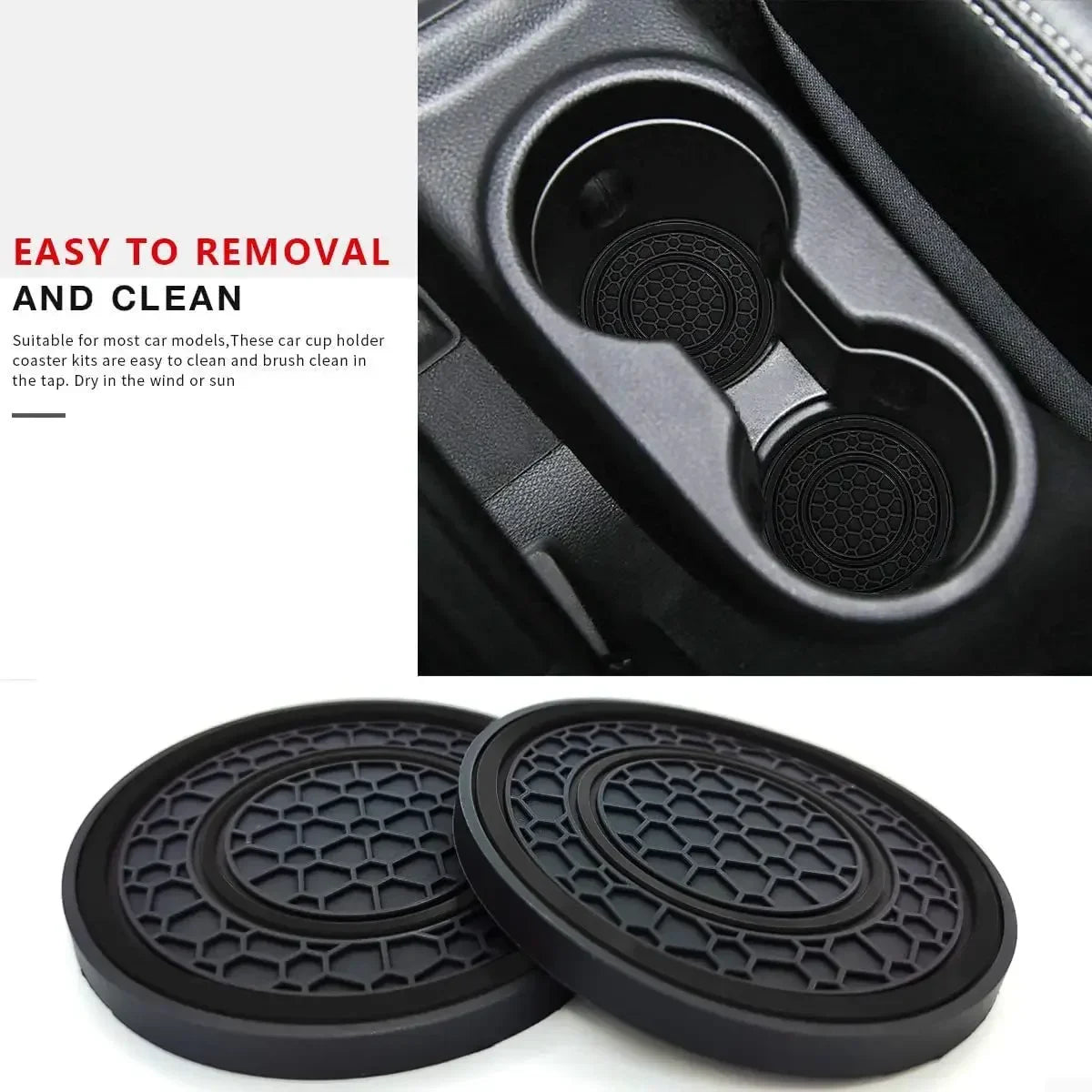 New 2-piece Anti Slip Mat Car Coaster Durable Car Cup Holder Coaster Universal Dust-proof Protection for Car Interior