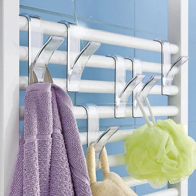 Kitchen Bathroom Hanger Clips Storage Racks White Clear Hanger Heated Towel Radiator alternate view