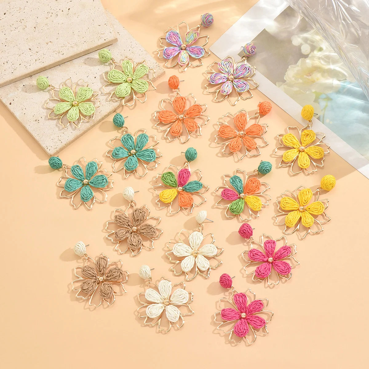 Bohemian Flower Drop Earrings | Handmade Summer Jewelry for Women alternate view