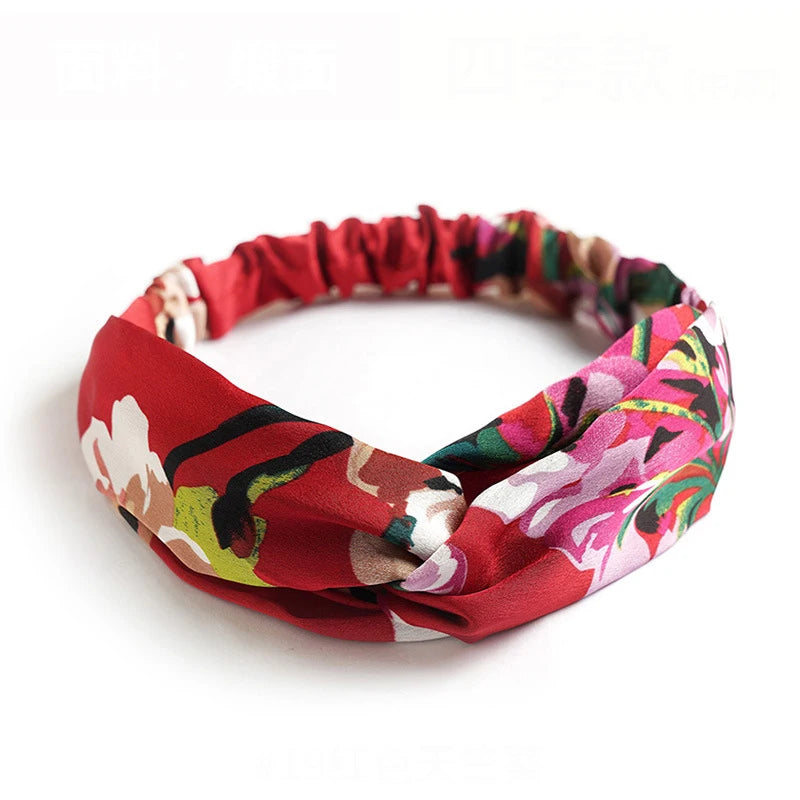 Fashion Bohemian Style Hair Bands Elastic Yoga Headband Women Headwear Print Vintage C close-up view