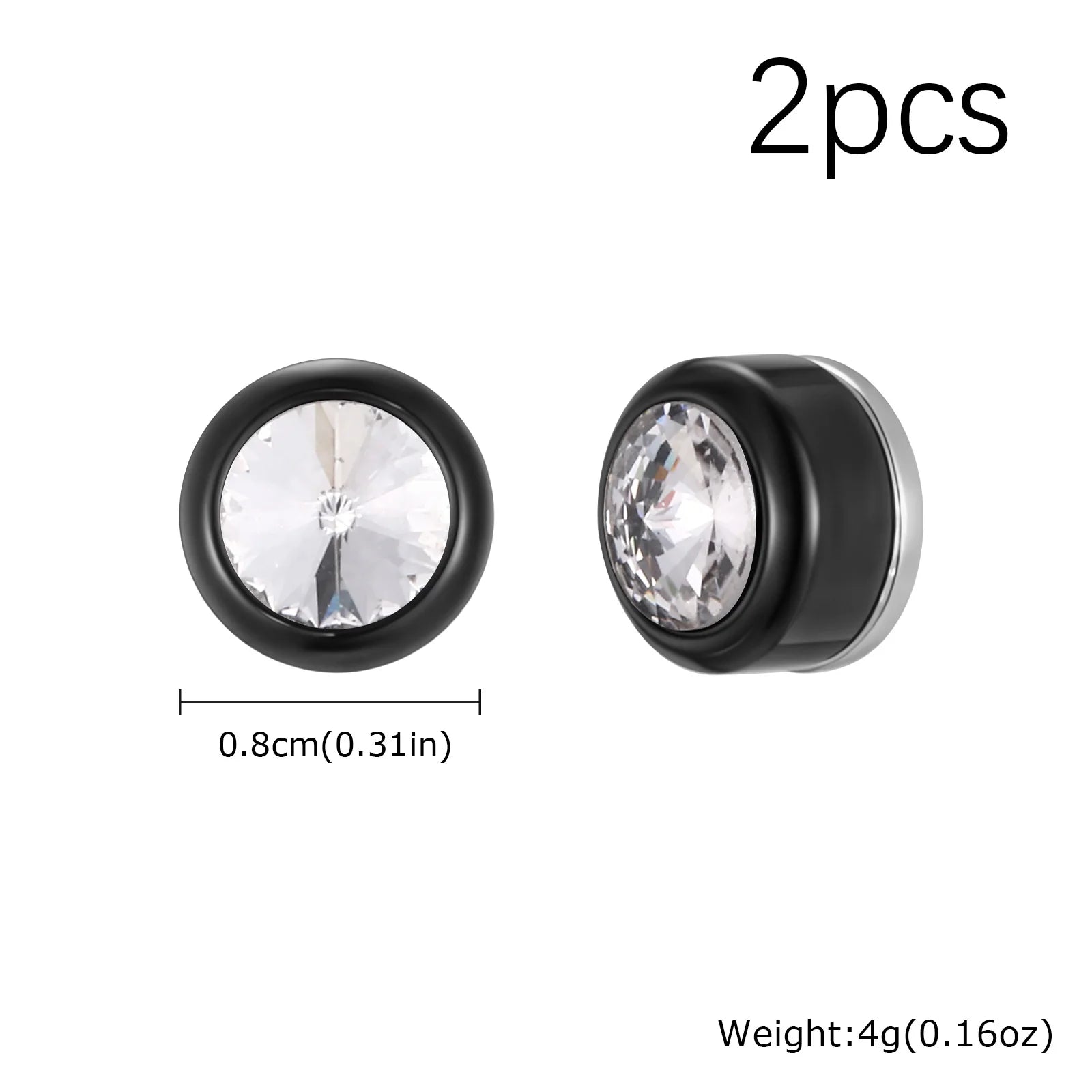 Magnetic Zircon Stud Earrings for Men,8mm Hypoallergenic Stainless Steel Non-Pierced alternate view