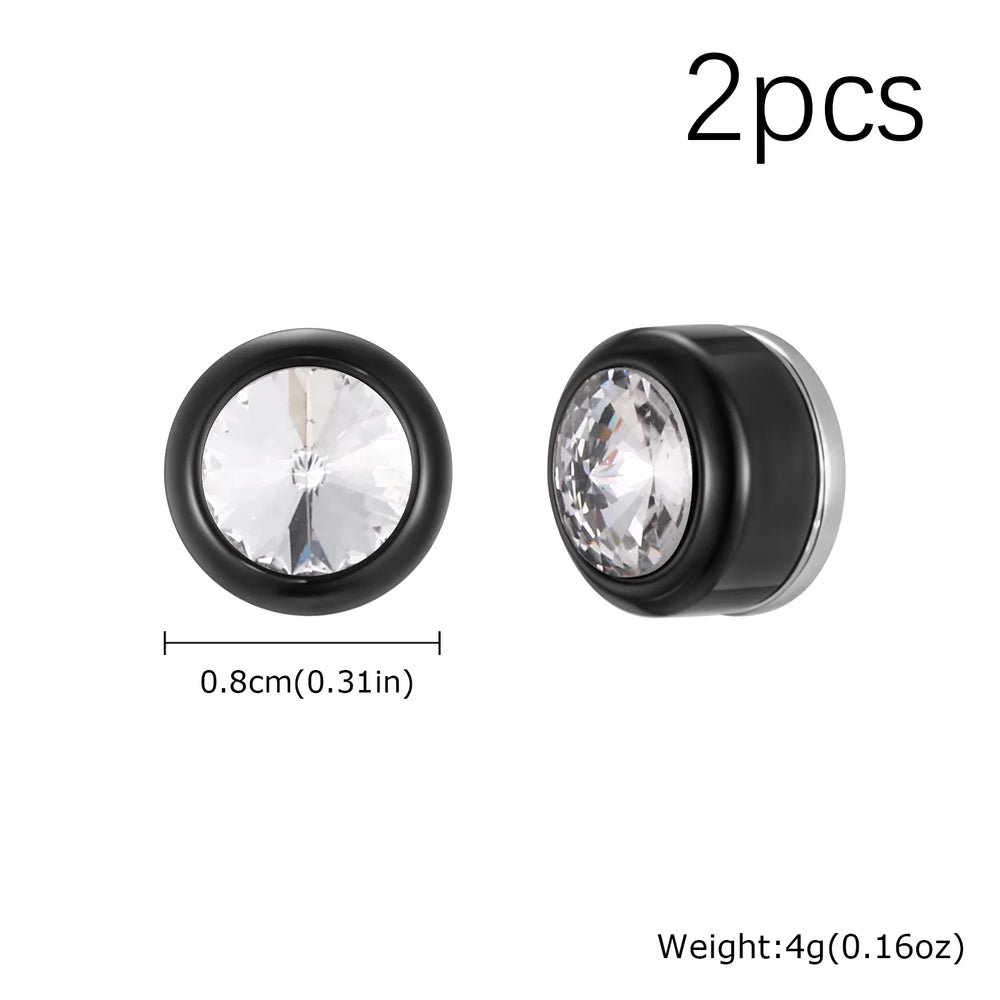 Magnetic Zircon Stud Earrings for Men,8mm Hypoallergenic Stainless Steel Non-Pierced alternate view