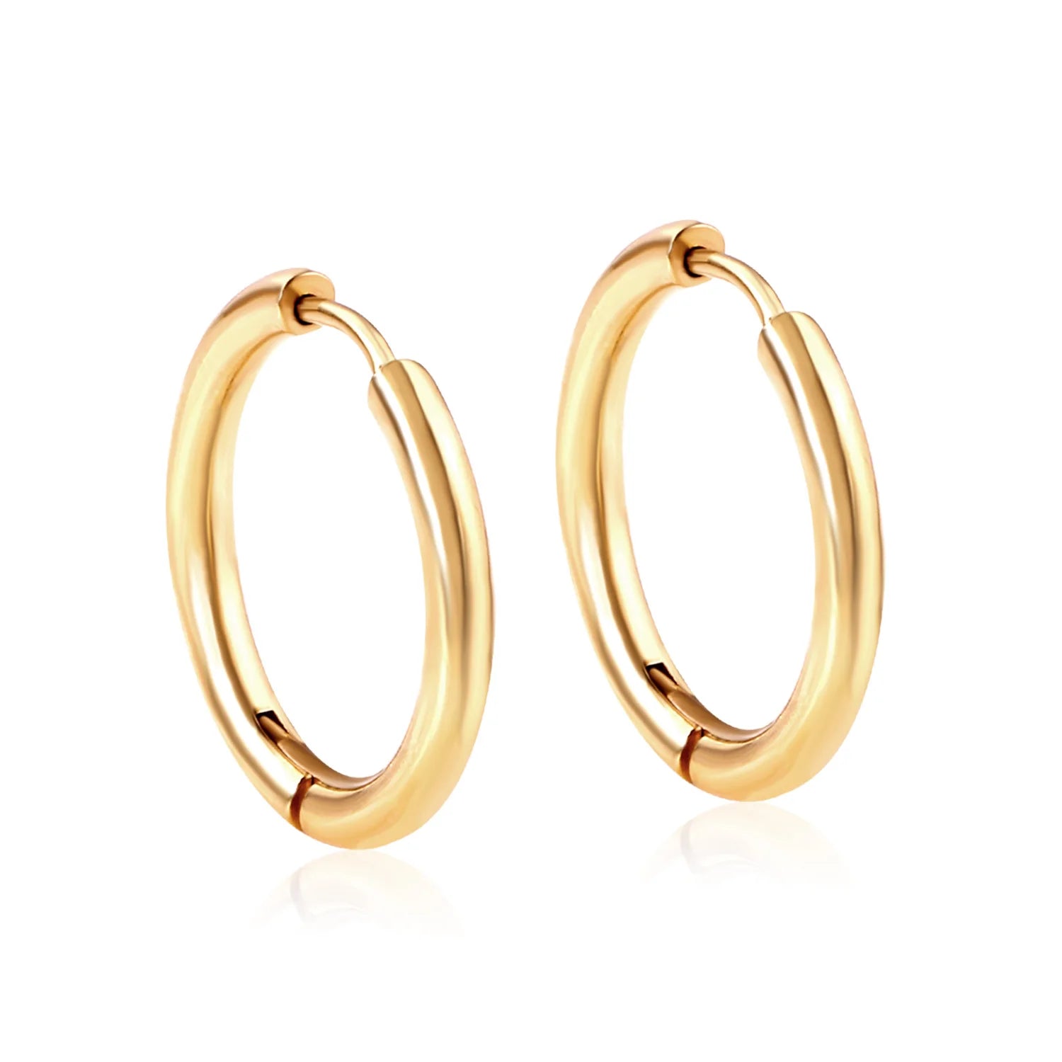 LUXUSTEEL Men's Simple Hoops Earrings Black Color Stainless Steel Clip Earring for Men W detail view