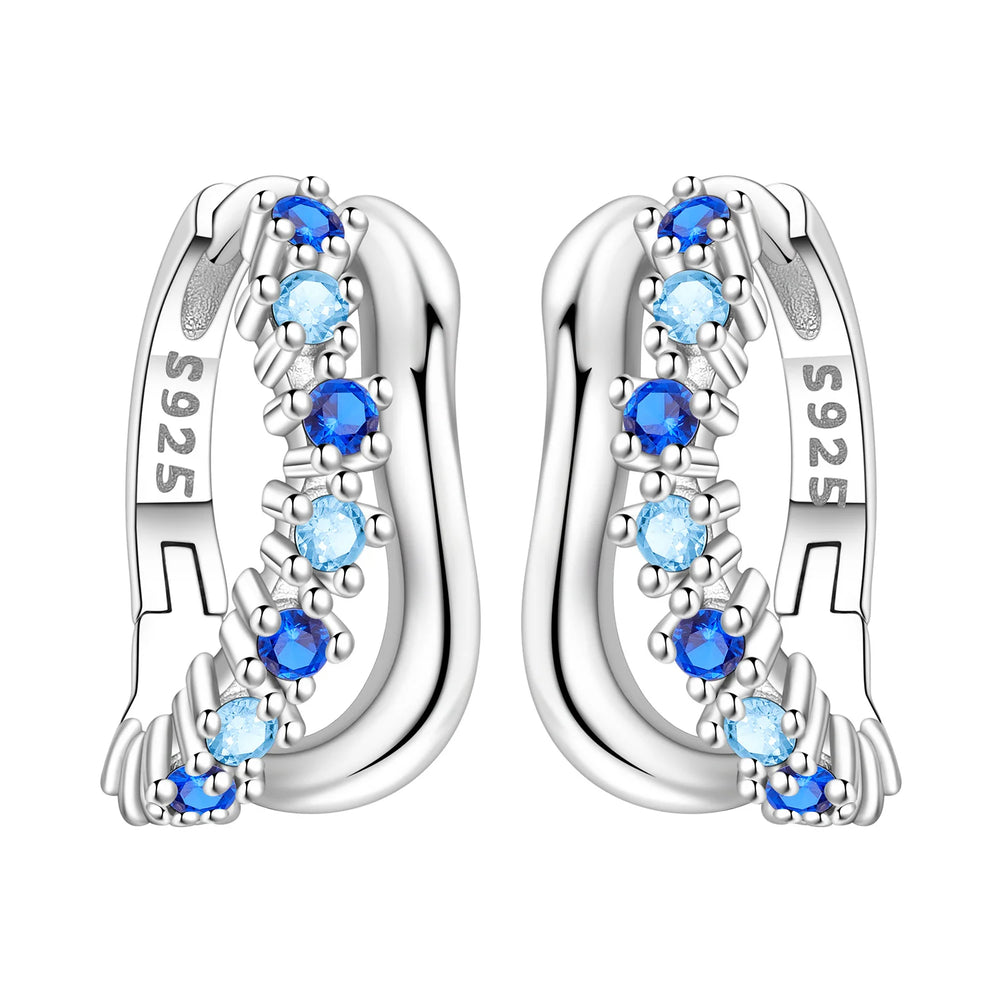 PANPOKI S925 Sterling Silver Purple Zircon Series Earrings Hoop Earrings For Women Je lifestyle view