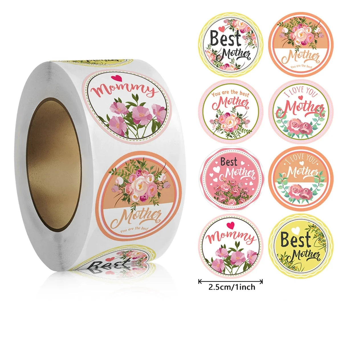 Happy Mother's Day Gift Stickers | Sweet Floral Envelope Seals for Gift Wrapping additional angle