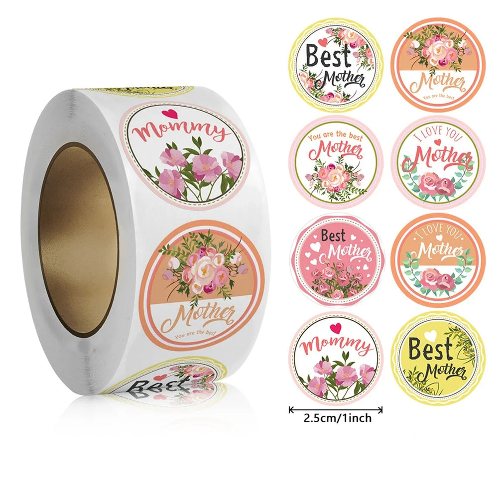 Happy Mother's Day Gift Stickers | Sweet Floral Envelope Seals for Gift Wrapping additional angle