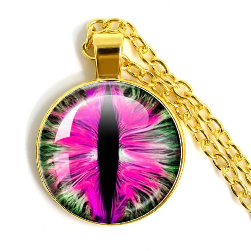 Fashion Evil Eye Pendant Necklace | Trendy Glass Cabochon Jewelry Gift close-up view