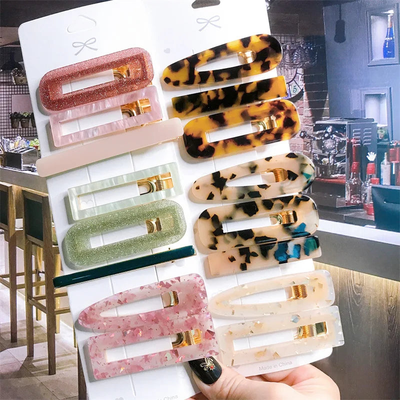 Korean Trendy Colorful Acetate 3pcs/Set Hair Clip Set Hairpin for Women Girls Barrettes Accessories