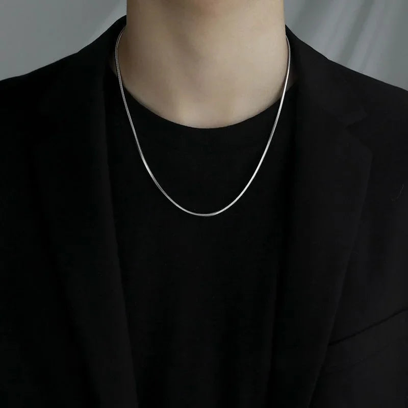 1Pcs Punk Hip-hop Snake Link Chain 925 Sterling Silver Necklace for Men Women Male Je alternate view