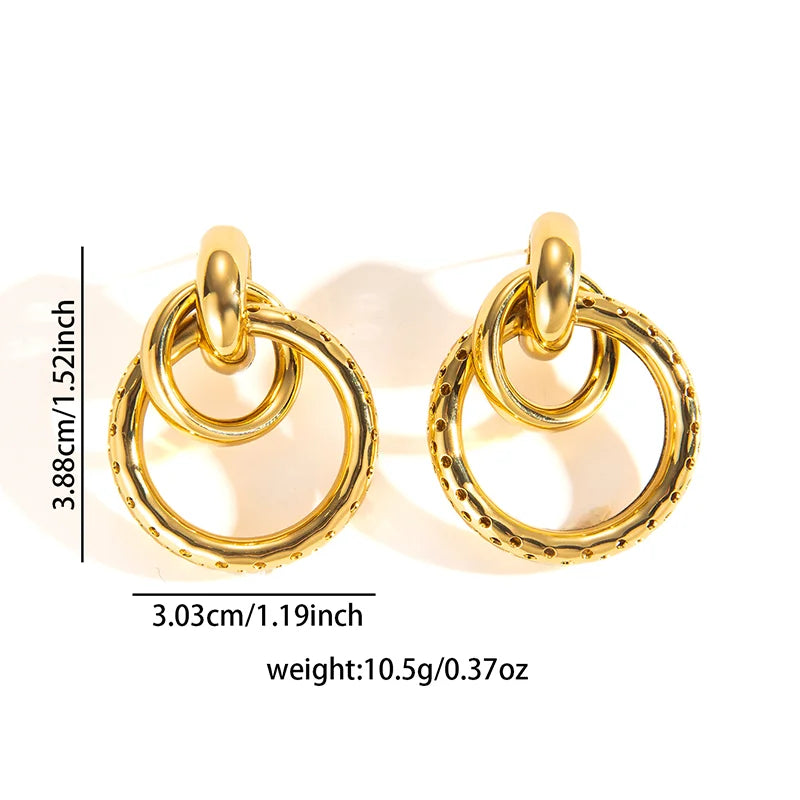 316L Stainless Steel Hoop Earrings for Men Women | Geometric Drop Earrings additional angle