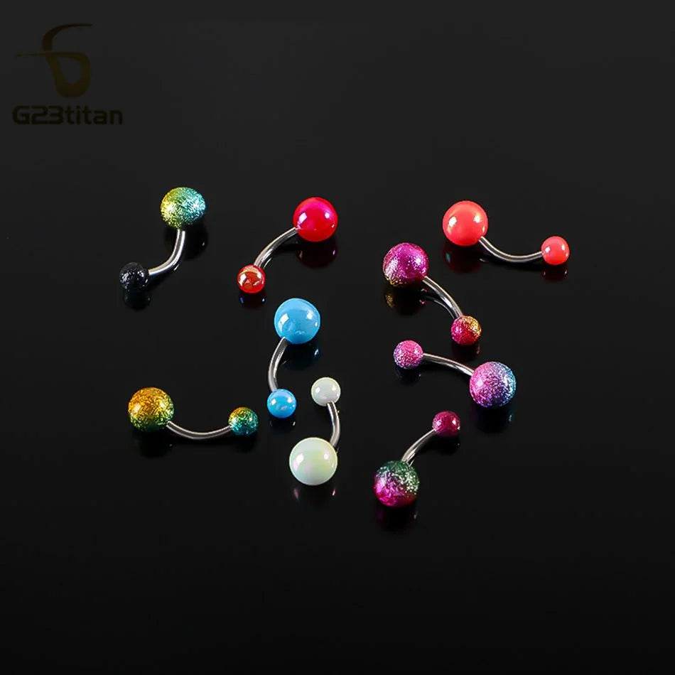 Fashion Titanium Steel Barbell Belly Button Rings 6-16mm Colorful Acrylic Ball Pierci alternate view