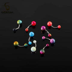 Fashion Titanium Steel Barbell Belly Button Rings 6-16mm Colorful Acrylic Ball Pierci alternate view