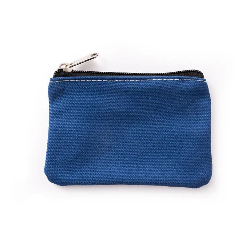 Solid Color Canvas Zipper Coin Purse | Mini Money Pouch for Women Men additional angle