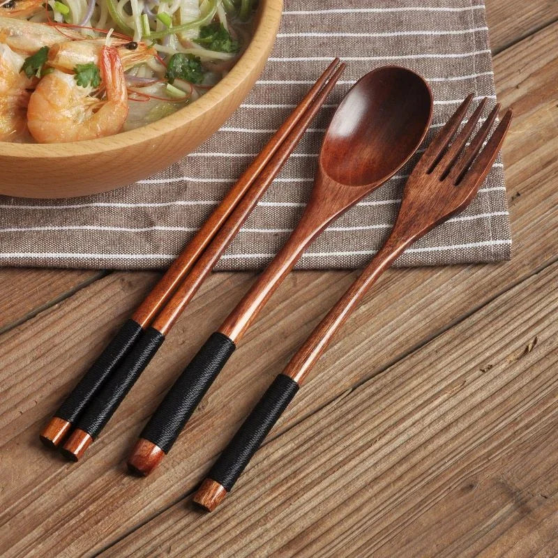 Spoon Fork Chopsticks Portable Cutlery Wooden Cutlery Set Travel Eco-friendly Cutlery alternate view