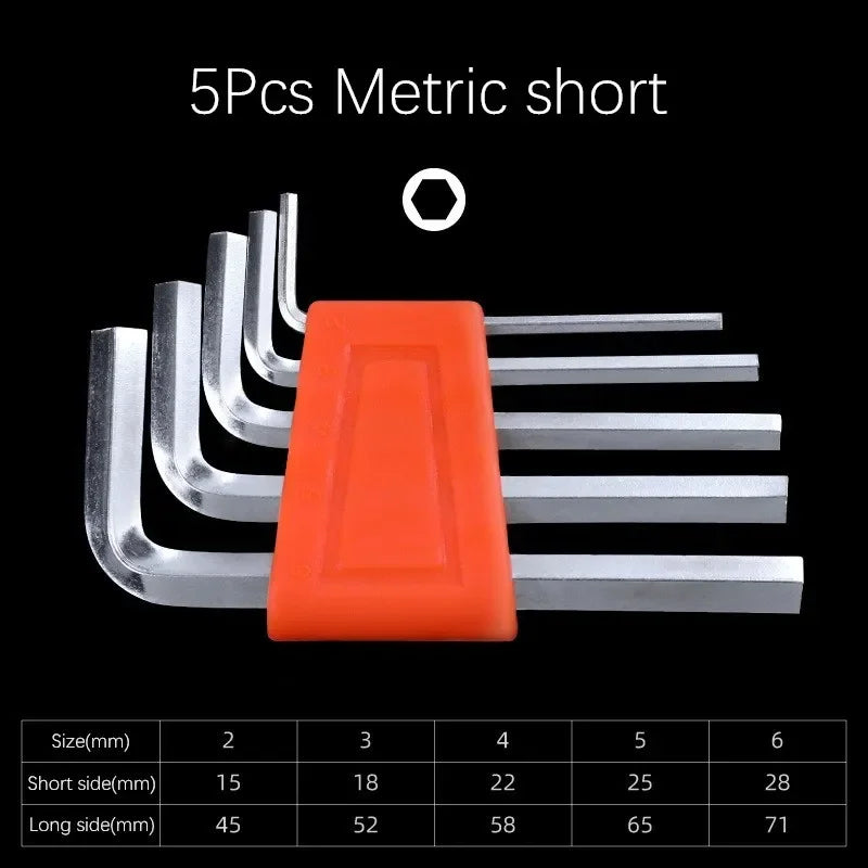 5/8/11 Pcs Metric Allen Wrench Set | Chrome Vanadium Steel Short Arm Hex Key Kit fo additional angle
