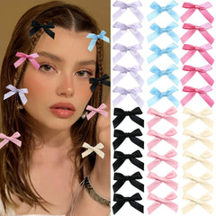 10pcs 4cm Cute Ribbon Bow Hair Clips Girls Korean Style Bowknot Mini Clip Hairpin Bar alternate view